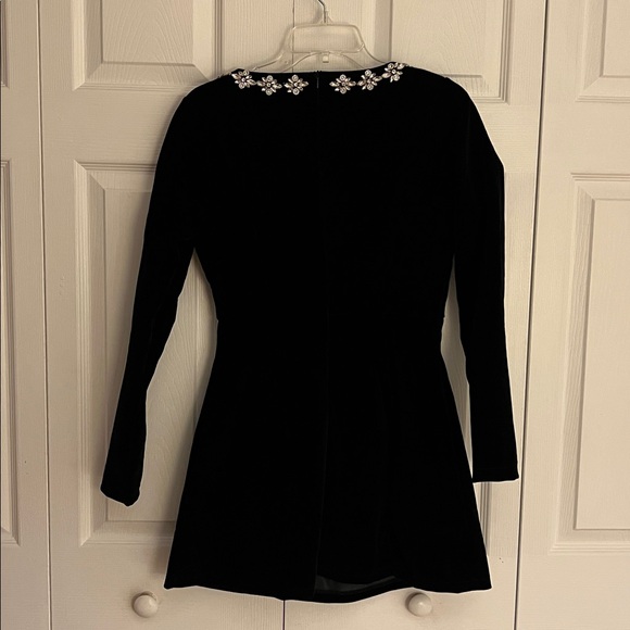 Black Velvet Holiday Mini Dress - Picture 5 of 6